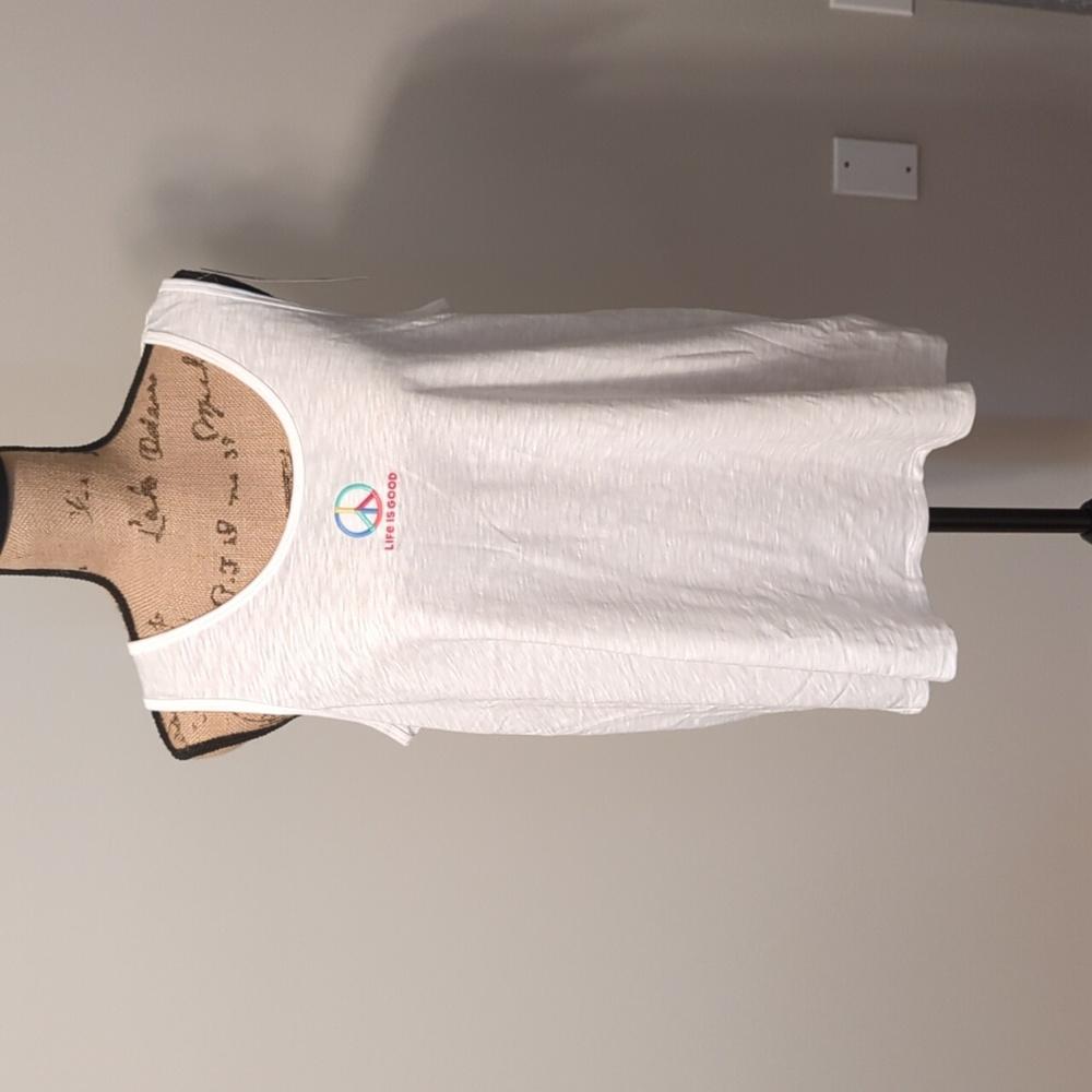 NWT Women's Life Is Good Peach Tank in White